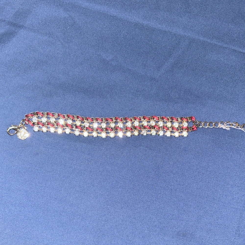 Elegant Red and White Bracelet with stones